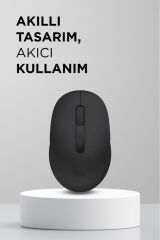 Mouse Bluetooth + Usb Çift Modlu Şarjli Sessiz Kablosuz Fare TM17 Siyah