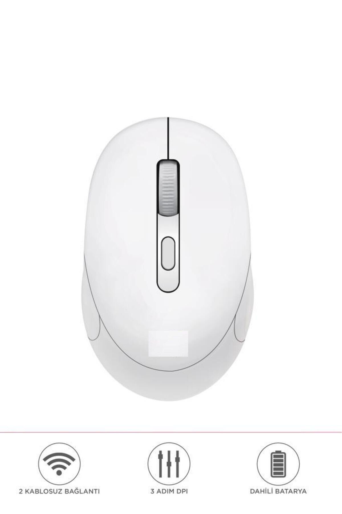 Mouse Bluetooth + Usb Çift Modlu Şarjli Sessiz Kablosuz Fare TM17 Beyaz