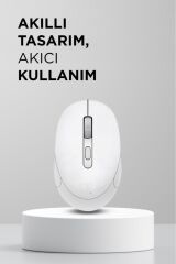 Mouse Bluetooth + Usb Çift Modlu Şarjli Sessiz Kablosuz Fare TM17 Beyaz