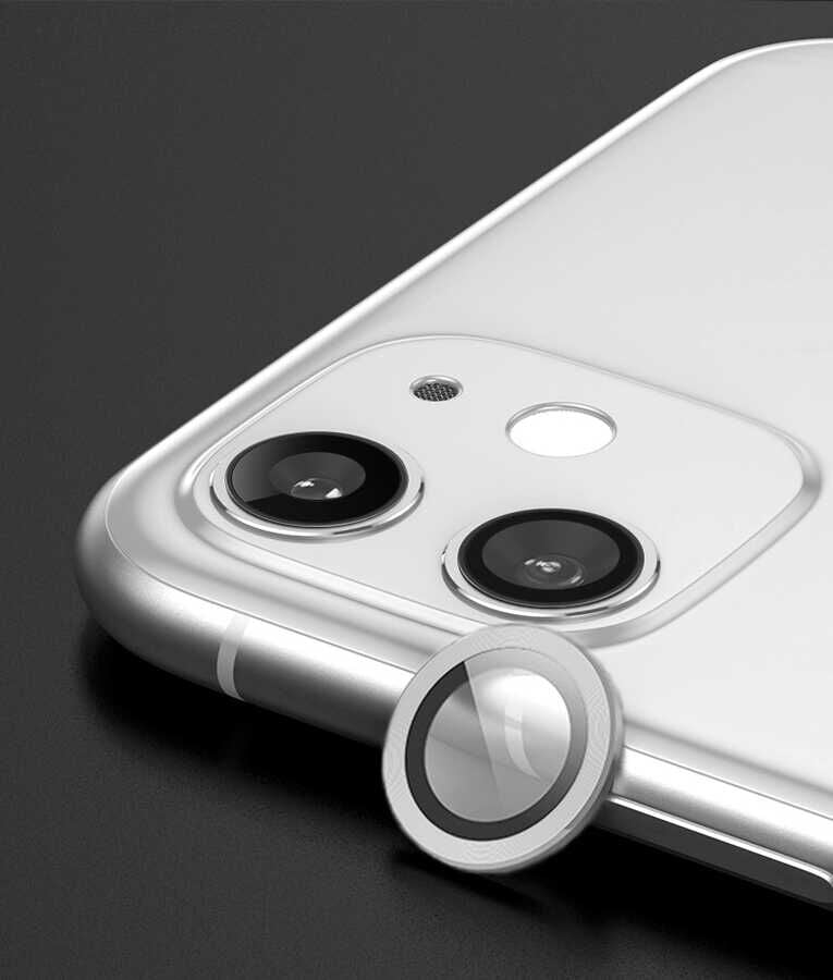 iPhone 12 CL-07 Kamera Lens Koruyucu Gümüş