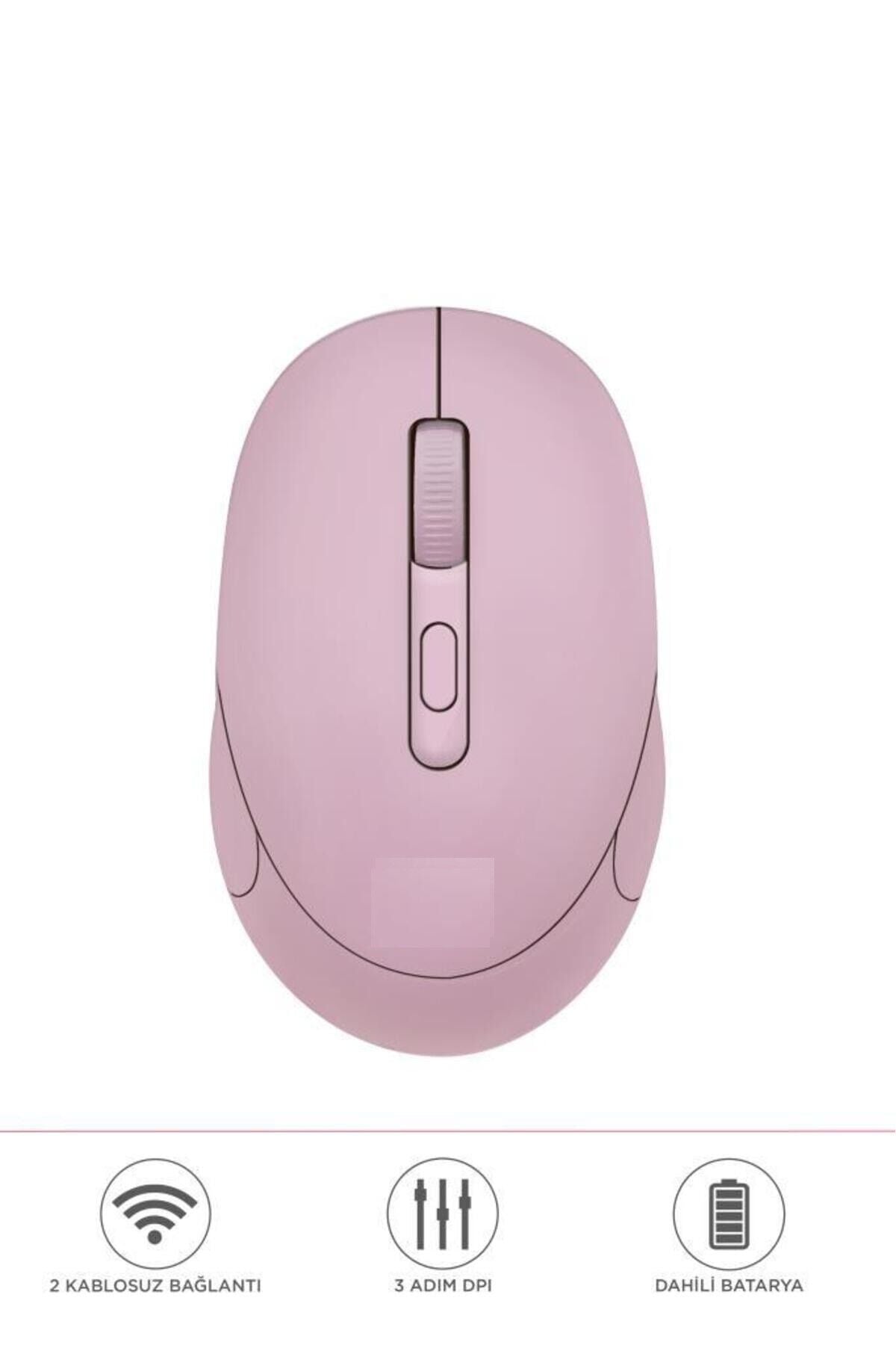 Mouse Bluetooth + Usb Çift Modlu Şarjli Sessiz Kablosuz Fare TM17 Pembe