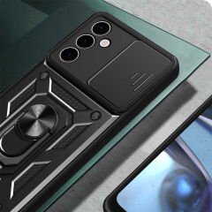 Samsung Galaxy A24 Kılıf Magnetik Standlı Kamera Korumalı Sürgülü Vega Kapak