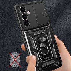 Samsung Galaxy A24 Kılıf Magnetik Standlı Kamera Korumalı Sürgülü Vega Kapak