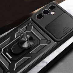 Samsung Galaxy A24 Kılıf Magnetik Standlı Kamera Korumalı Sürgülü Vega Kapak