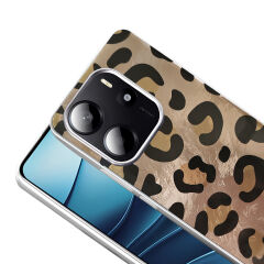 Xiaomi Redmi Note 14 5G Kılıf Desenli Mep Kapak Gold Leopar
