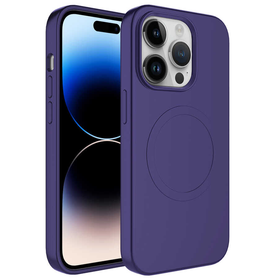 iPhone 11 Pro Max Kılıf Magsafe Wireless Şarj Özellikli Pastel Renk Silikon Plas Kapak Mürdüm