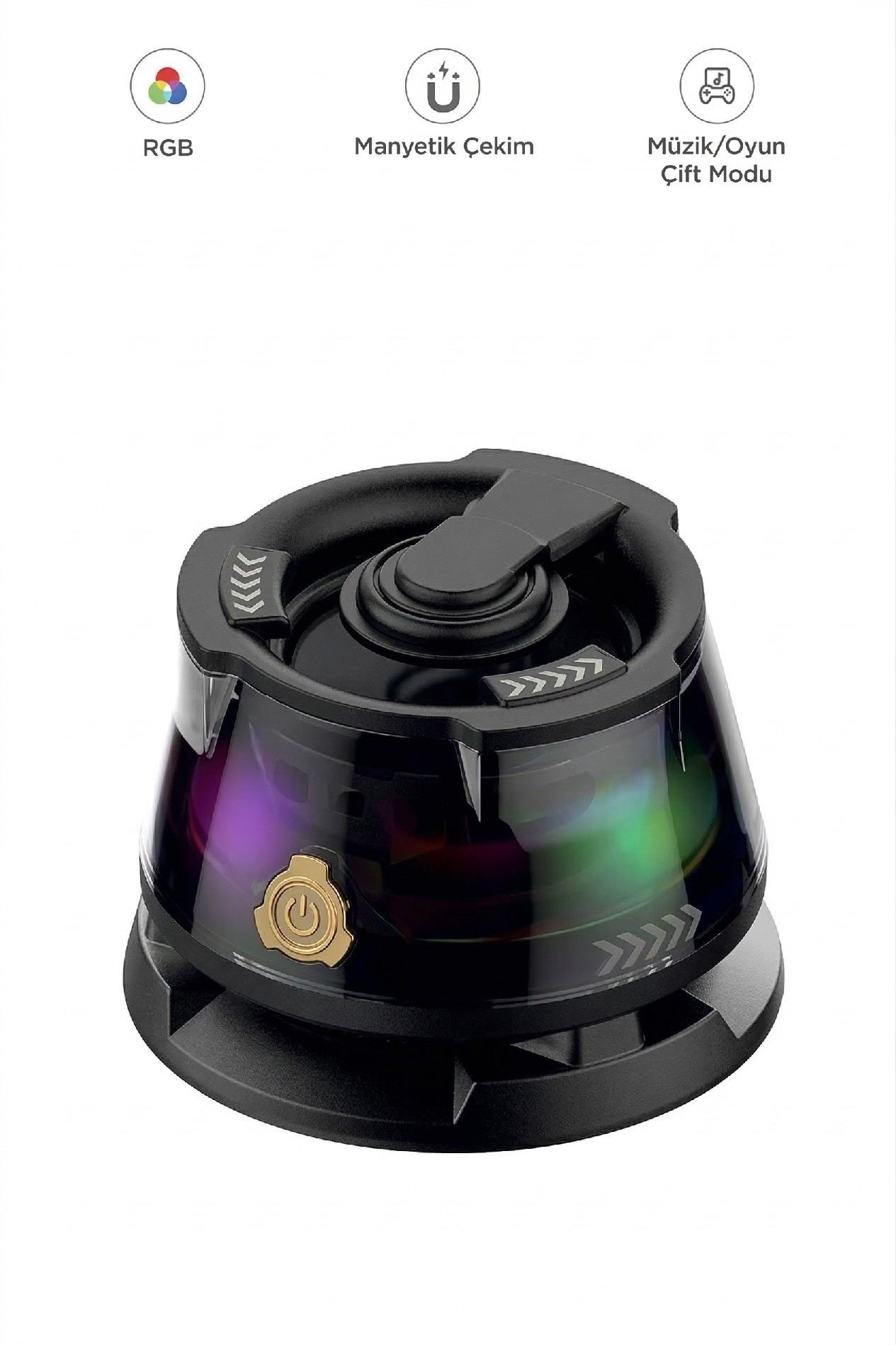 D39 Manyetik RGB Işıklı 5.3 Telefon Tutucu Mini Bluetooth Hoparlör Speaker Siyah