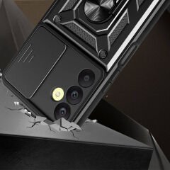 Samsung Galaxy A25 Tank Kılıf Magnetik Standlı Kamera Korumalı Sürgülü Vega Kapak