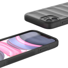 iPhone 11 Kılıf Esnek TPU Oyuklu Arka Yüzey Tasarımlı Etnik Silikon Kapak Lacivert