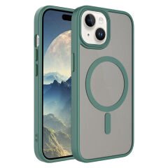 iPhone 15 Kılıf Mat Arka Yüzey Wireless Şarj Özellikli Flet Magsafe Kapak