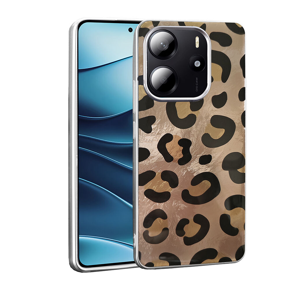 Xiaomi Redmi Note 14 5G Kılıf Desenli Mep Kapak Gold Leopar