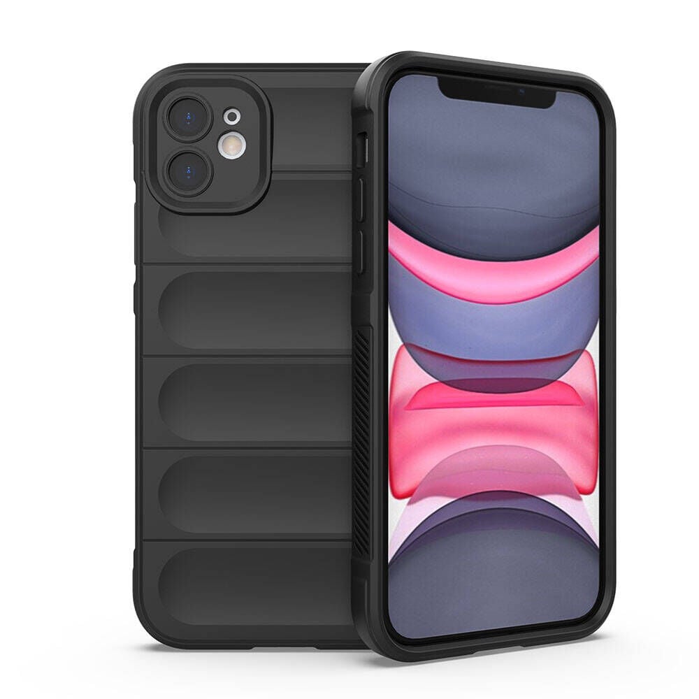 iPhone 11 Kılıf Esnek TPU Oyuklu Arka Yüzey Tasarımlı Etnik Silikon Kapak Siyah