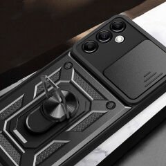 Samsung Galaxy A14 Tank Kılıf Magnetik Standlı Kamera Korumalı Sürgülü Vega Kapak