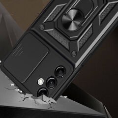 Samsung Galaxy A14 Tank Kılıf Magnetik Standlı Kamera Korumalı Sürgülü Vega Kapak