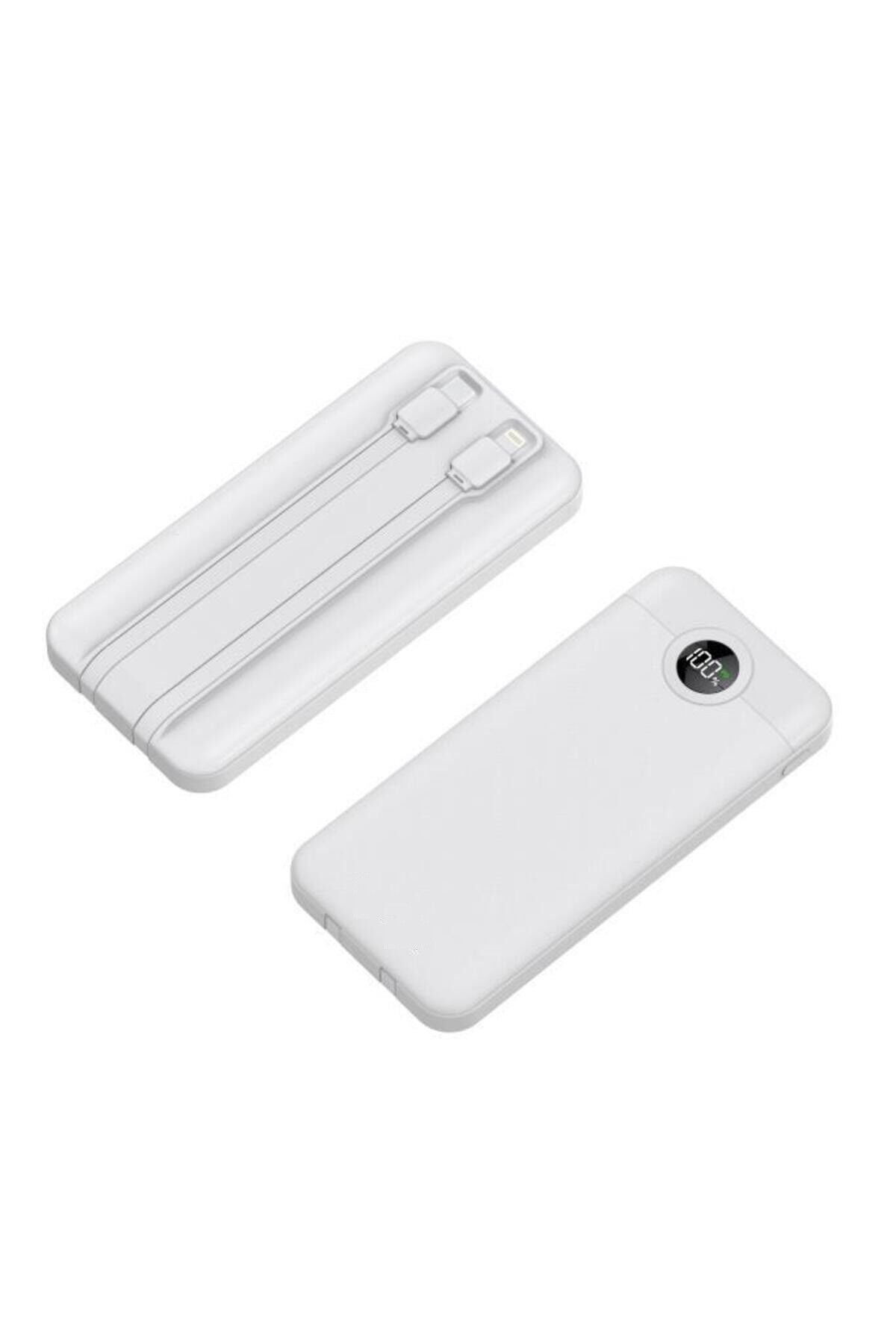 TRM-1015 10000 Mah 2 Çıkışlı 22.5W Hızlı Şarj Dijital Göstergeli Powerbank Beyaz