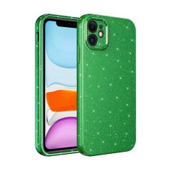 iPhone 11 Kılıf Kamera Korumalı Simli Lüks Koton Kapak