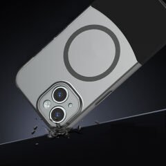 iPhone 13 Kablosuz Şarj Destekli Kılıf Mıknatıslı Duble Kapak Siyah