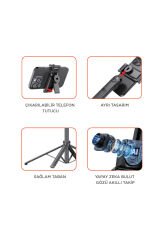 Tripod Çok Amaçlı 1.6M Kumandali Kamera Telefon Tutucu C17 Siyah