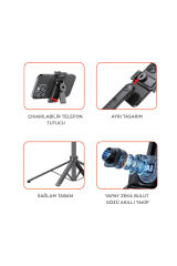 Tripod Çok Amaçlı 1.6M Kumandali Kamera Telefon Tutucu C17 Siyah