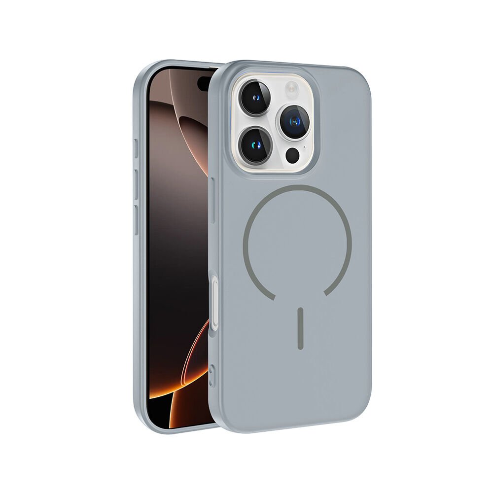 iPhone 16 Pro Kılıf Meta Lansman M-Safe Kamera Korumalı içi Kadife Yumuşak Renkli Süet Silikon Titanyum-Gri