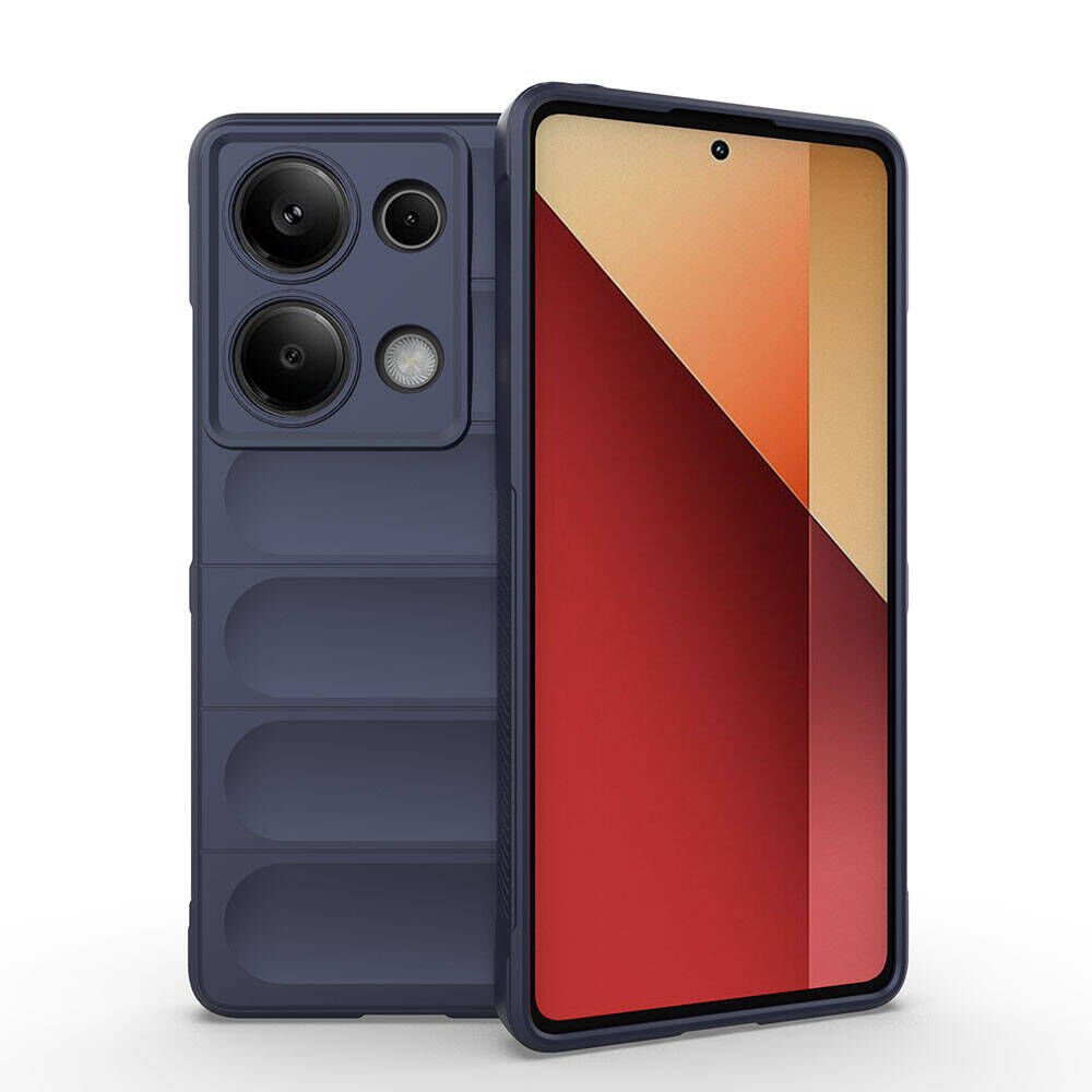 Xiaomi Redmi Note 13 Pro 4G Kılıf Esnek TPU Oyuklu Arka Yüzey Tasarımlı Etnik Silikon Kapak Lacivert