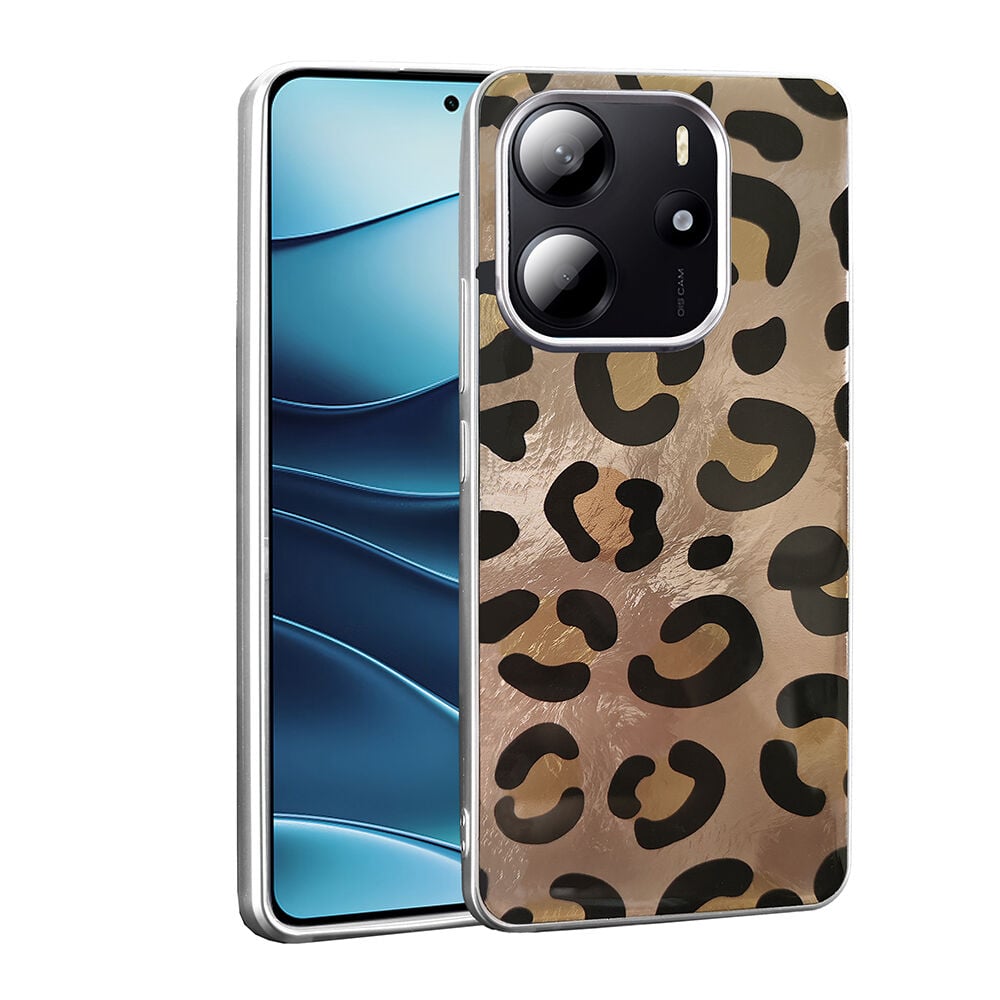 Xiaomi Redmi Note 14 Kılıf Desenli Mep Kapak Gold Leopar