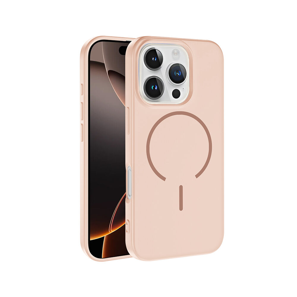 iPhone 16 Pro Kılıf Meta Lansman M-Safe Kamera Korumalı içi Kadife Yumuşak Renkli Süet Silikon Rose Pembe