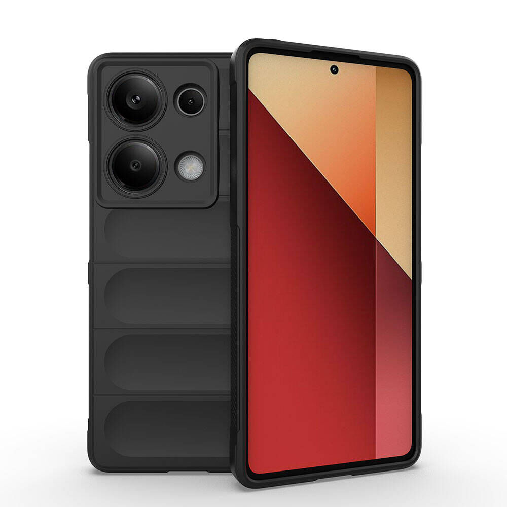 Xiaomi Redmi Note 13 Pro 4G Kılıf Esnek TPU Oyuklu Arka Yüzey Tasarımlı Etnik Silikon Kapak Siyah