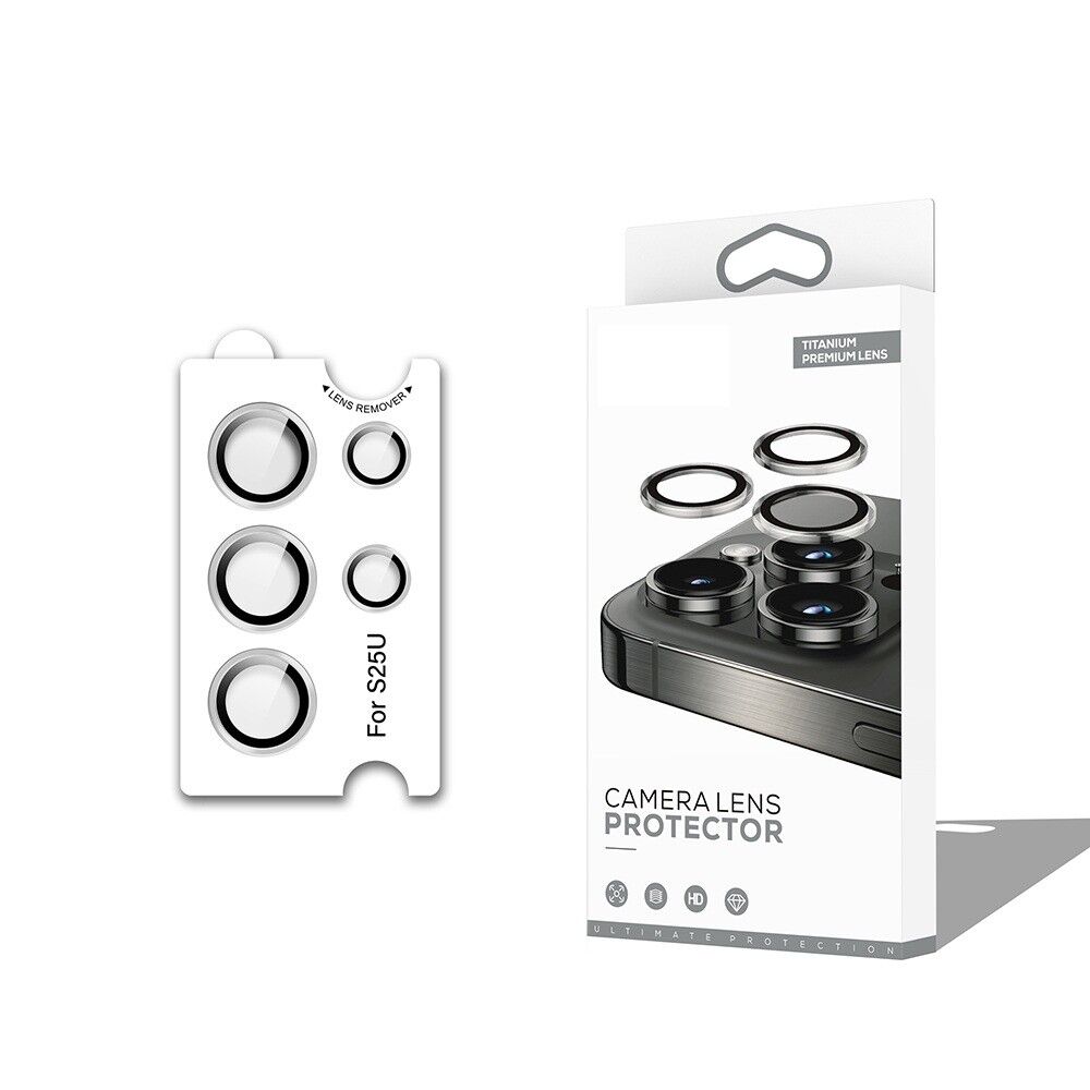 Samsung Galaxy S25 Ultra CL-12 Premium Safir Parmak İzi Bırakmayan Anti-Reflective Kamera Lens Koruyucu Gümüş