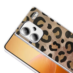 Xiaomi Redmi Note 13 Pro Plus 5G Kılıf Desenli Mep Kapak Gri Leopar