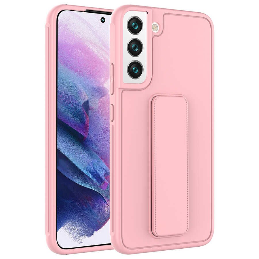 Samsung Galaxy S22 Plus Kılıf Qstand Kapak Pembe