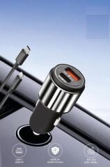 Araç Şarj Başlık 45w Hızlı Şarj Çift Girişli Lightnıng Usb  Araç Şarj Başlık Ultra Hızlı