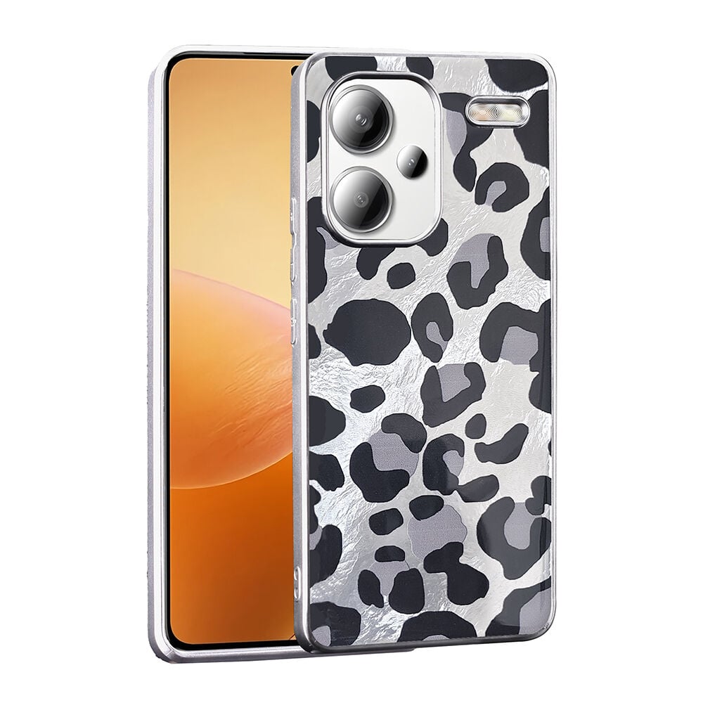 Xiaomi Redmi Note 13 Pro Plus 5G Kılıf Desenli Mep Kapak Gri Leopar
