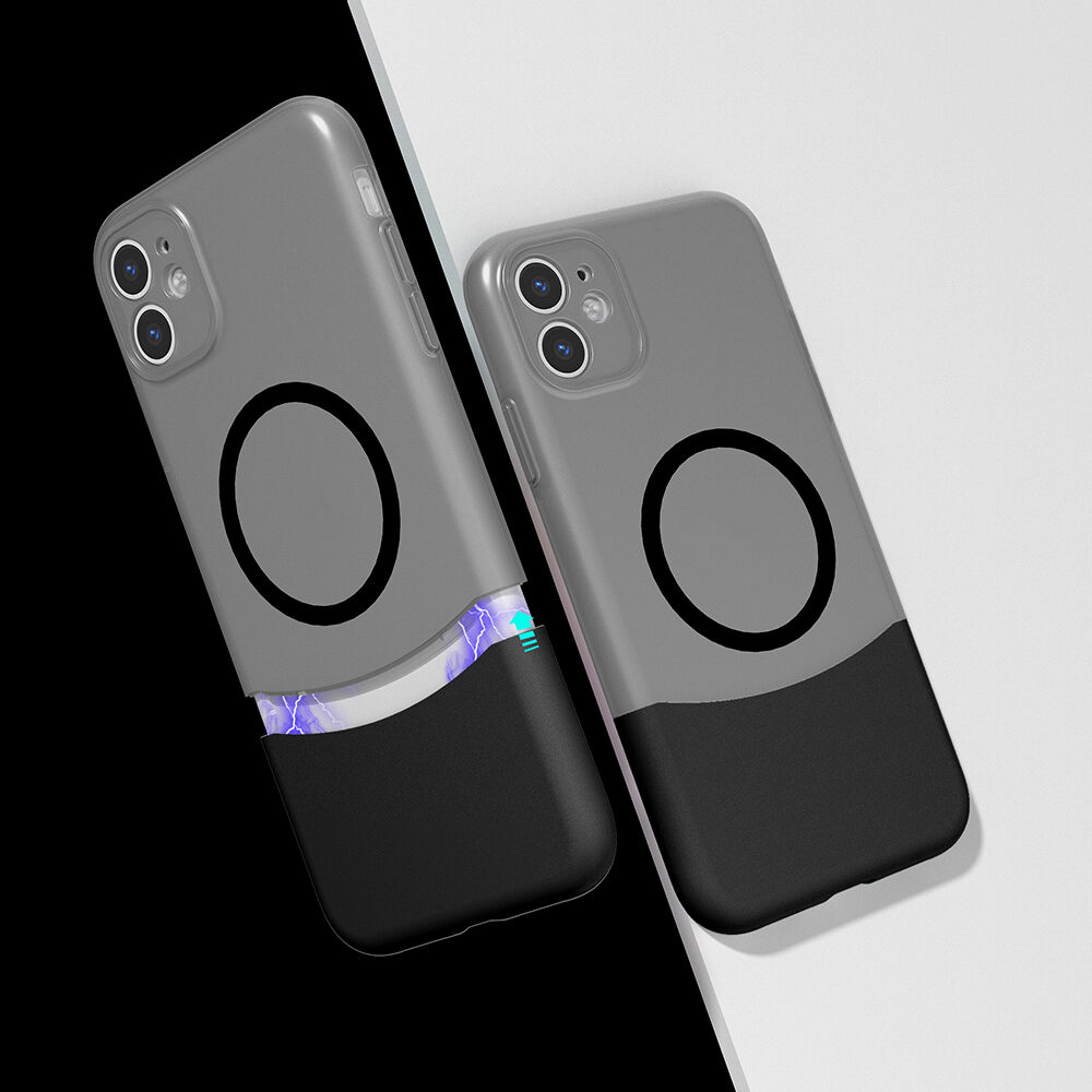 iPhone 11 Kablosuz Şarj Destekli Kılıf Mıknatıslı Duble Kapak Siyah