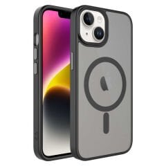 iPhone 14 Plus Kılıf Mat Arka Yüzey Wireless Şarj Özellikli Flet Magsafe Kapak