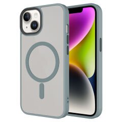iPhone 14 Plus Kılıf Mat Arka Yüzey Wireless Şarj Özellikli Flet Magsafe Kapak
