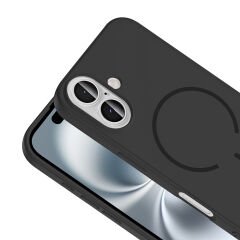 iPhone 16 Kılıf Meta Lansman M-Safe Kamera Korumalı içi Kadife Yumuşak Renkli Süet Silikon