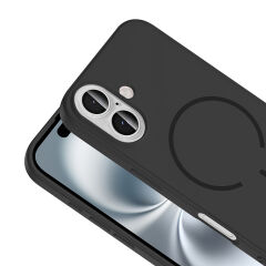 iPhone 16 Kılıf Meta Lansman M-Safe Kamera Korumalı içi Kadife Yumuşak Renkli Süet Silikon Turuncu