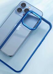 iPhone 13 Pro Kılıf Renkli Silikon Kenarlı Krom Kapak