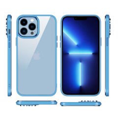 iPhone 13 Pro Kılıf Renkli Silikon Kenarlı Krom Kapak