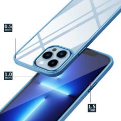 iPhone 13 Pro Kılıf Renkli Silikon Kenarlı Krom Kapak
