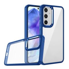 Samsung Galaxy A55 Kamera Çıkıntılı Arkası Şeffaf Köşeleri Parlak Renkli Işlemeli Flora Kapak