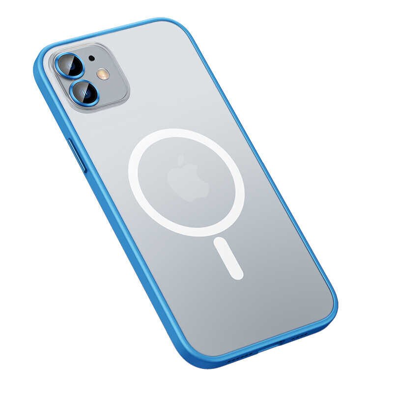 iPhone 12 Kılıf Mokka Wireless Kapak Mavi