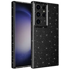 Samsung Galaxy S23 Ultra Kılıf Kamera Korumalı Simli Lüks Koton Kapak Kılıf Turuncu