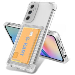 Samsung Galaxy S24 FE Kılıf Airbag Tasarımlı Şeffaf Kartlıklı G-Kart Kapak Şeffaf
