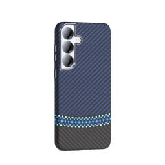 Samsung Galaxy S25 Kılıf Kablosuz Şarj Özellikli Karbon Fiber Görünümlü Gros Kapak