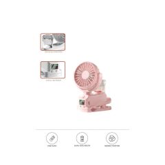 Dijital Ekranlı Şarjlı Hava Nemlendirici Mini Masa Fan Vantilatör Pembe