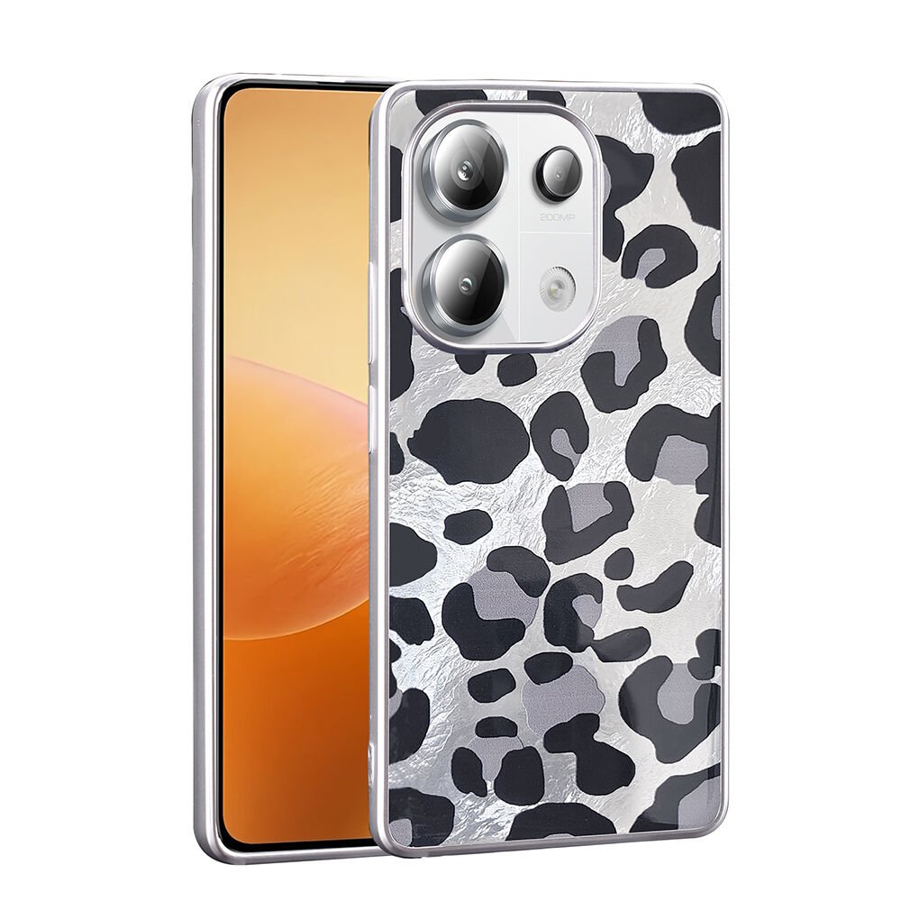 Xiaomi Redmi Note 13 Pro 4G Kılıf Desenli Mep Kapak Gri Leopar