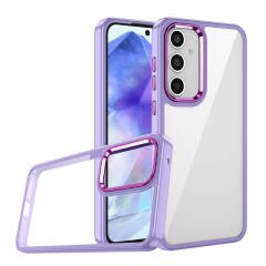 Samsung Galaxy A35 Kılıf Kamera Çıkıntılı Arkası Şeffaf Köşeleri Parlak Renkli Işlemeli Flora Kapak