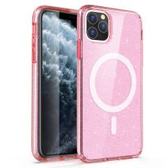 iPhone 11 Kılıf Magsafe Şarj Özellikli Parlayan Simli Saydam Renkli Allstar Kapak